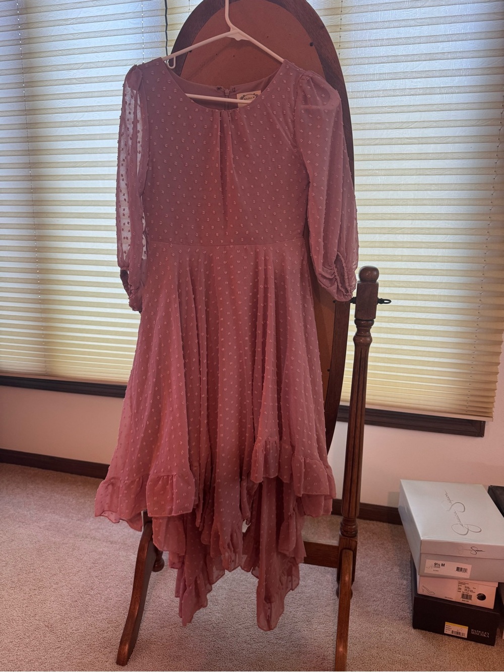 Joie Dusty Rose Swiss Dot High-Low Dress